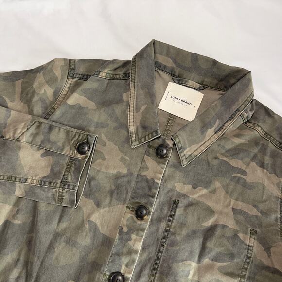 Lucky Brand Jackets & Blazers - LUCKY BRAND Women’s Utility Jacket Small Green Camo Button Front Stretch Pockets